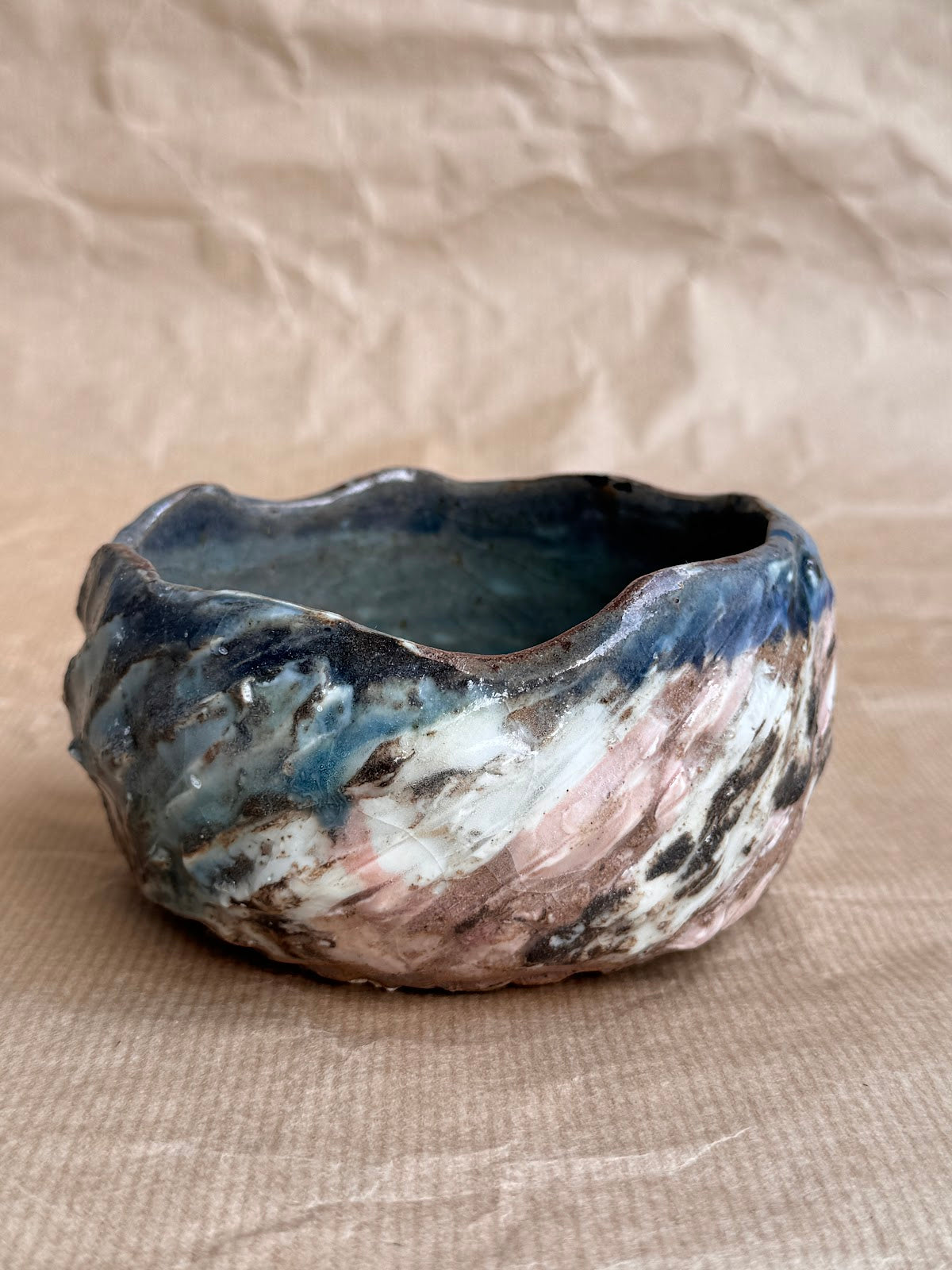 Multicolour glazed soap holder detail