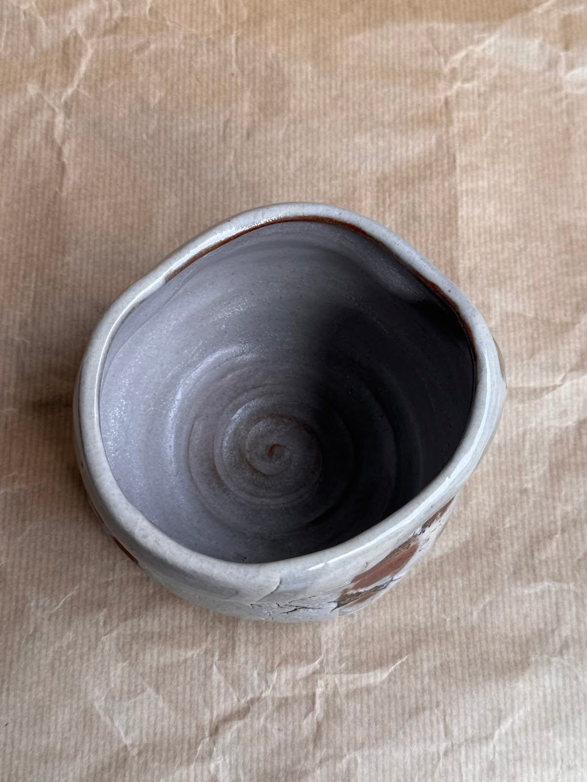 Shino chawan detail