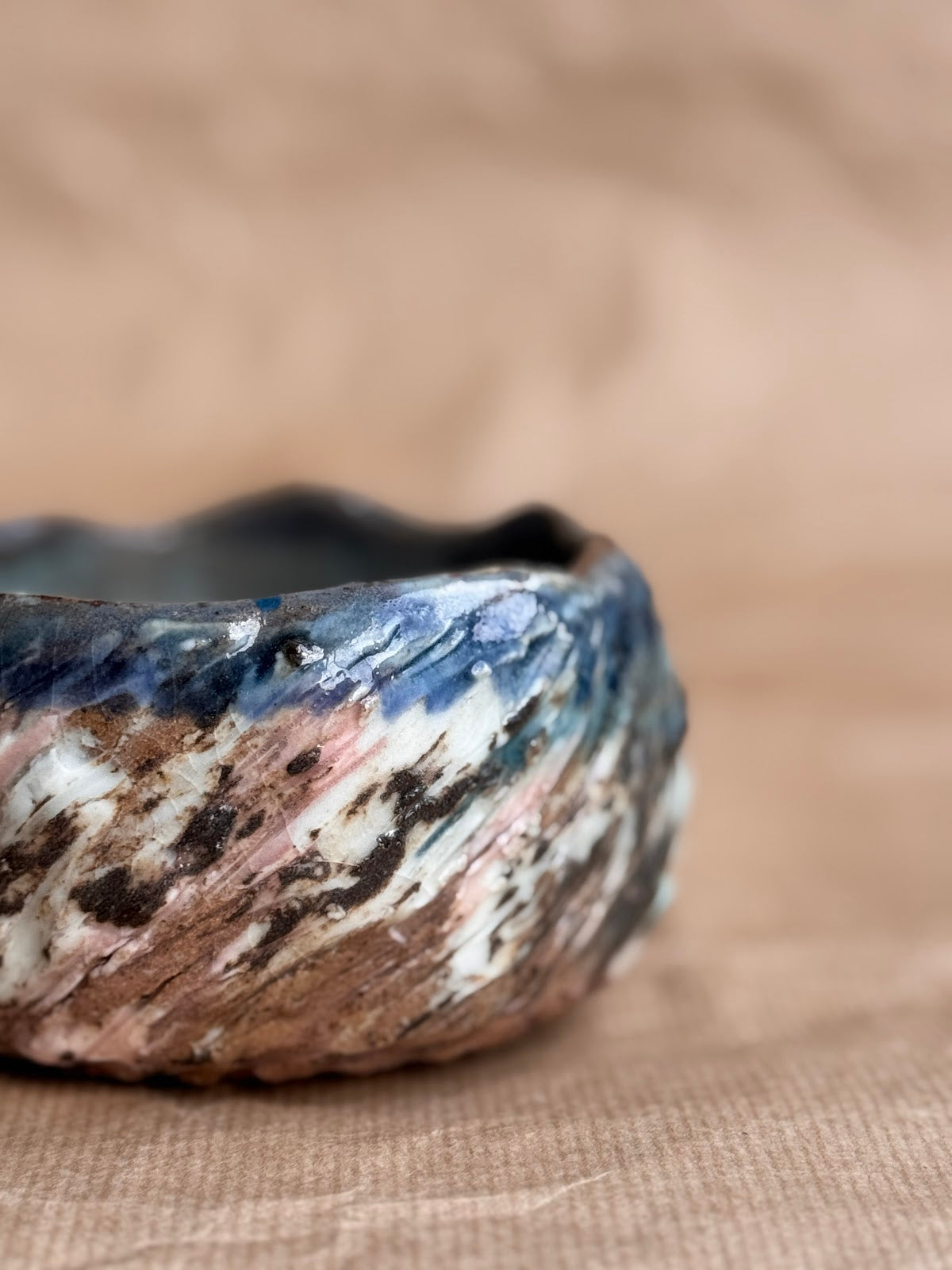 Stoneware soap holder, top view