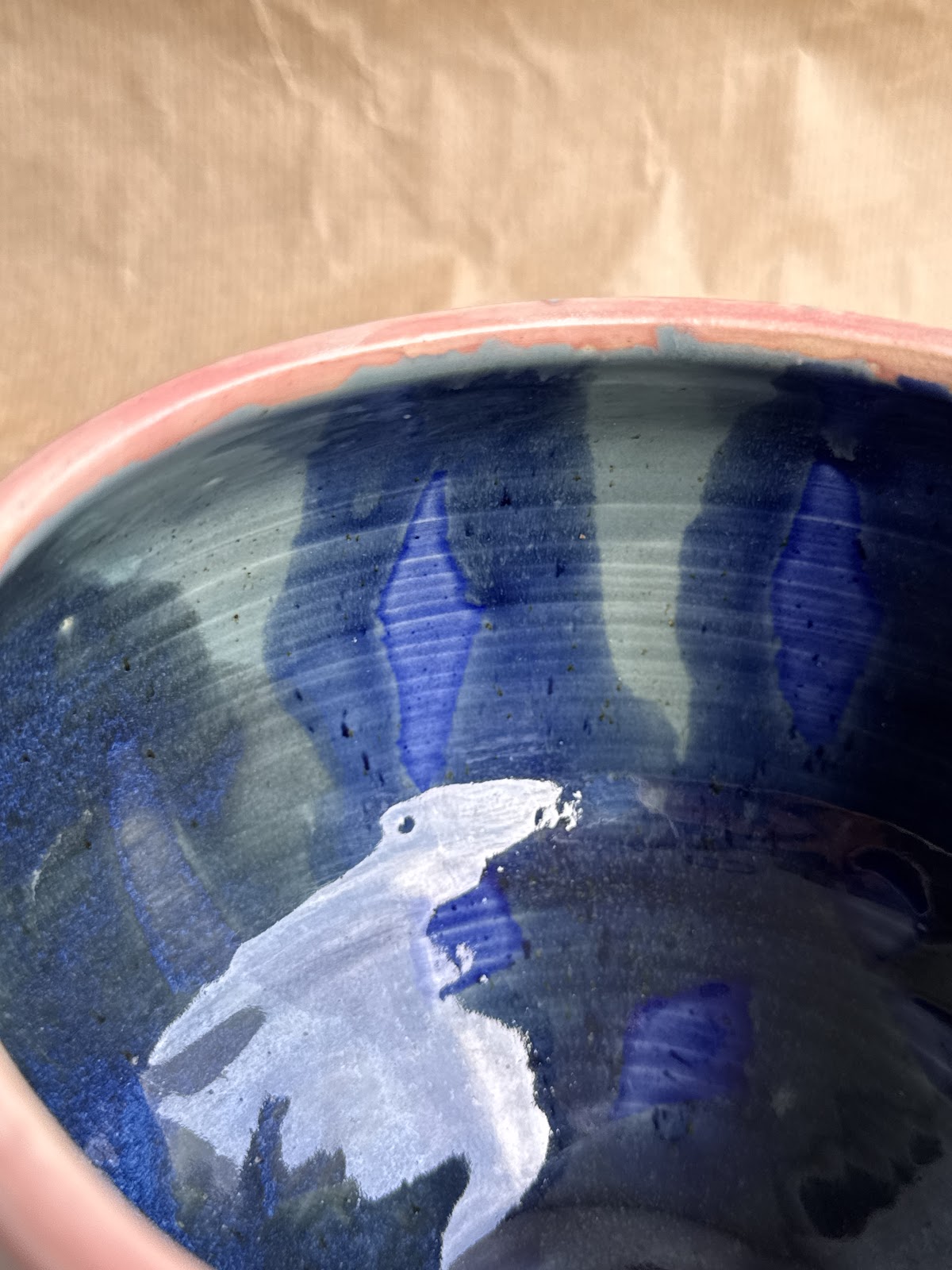 Three Moods pot, third coloured face