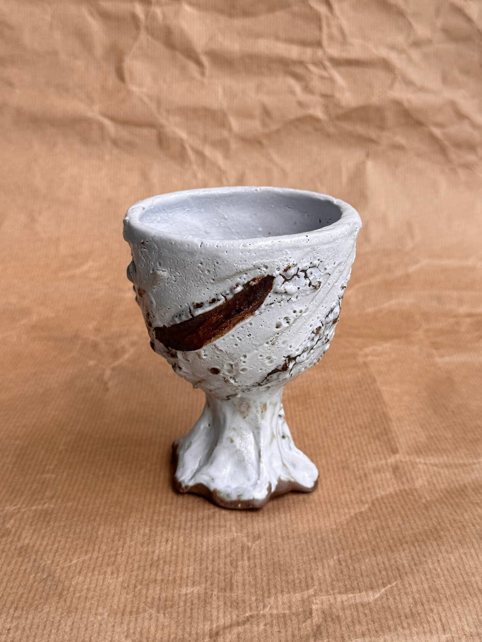 Shino goblet with iron stone speckles