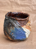 Stoneware utensil holder and plant pot with multicolour glaze