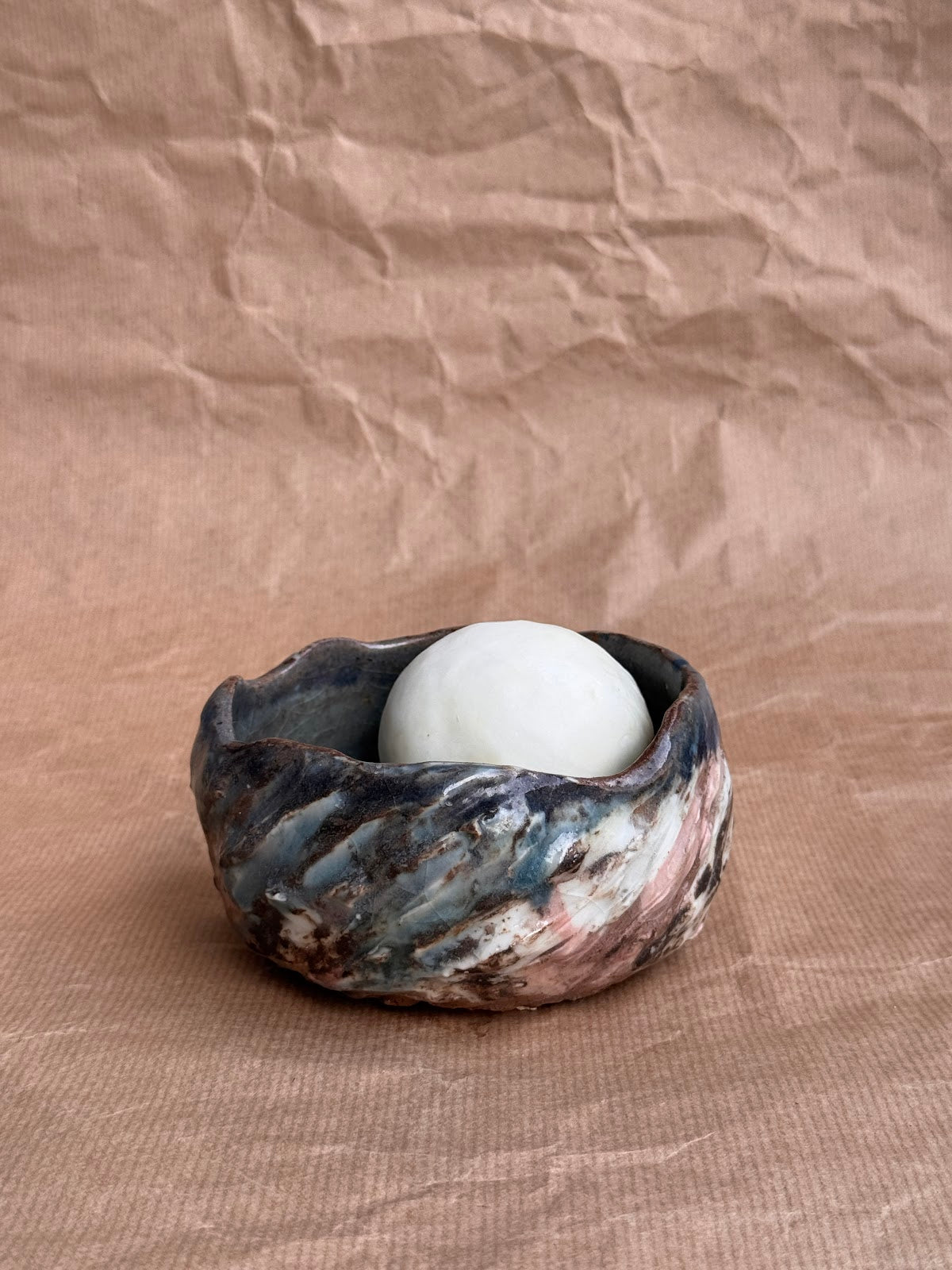 Hand-built multicolour soap holder