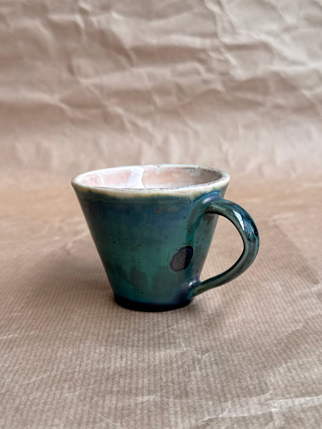 Crystalline glaze detail on porcelain cup