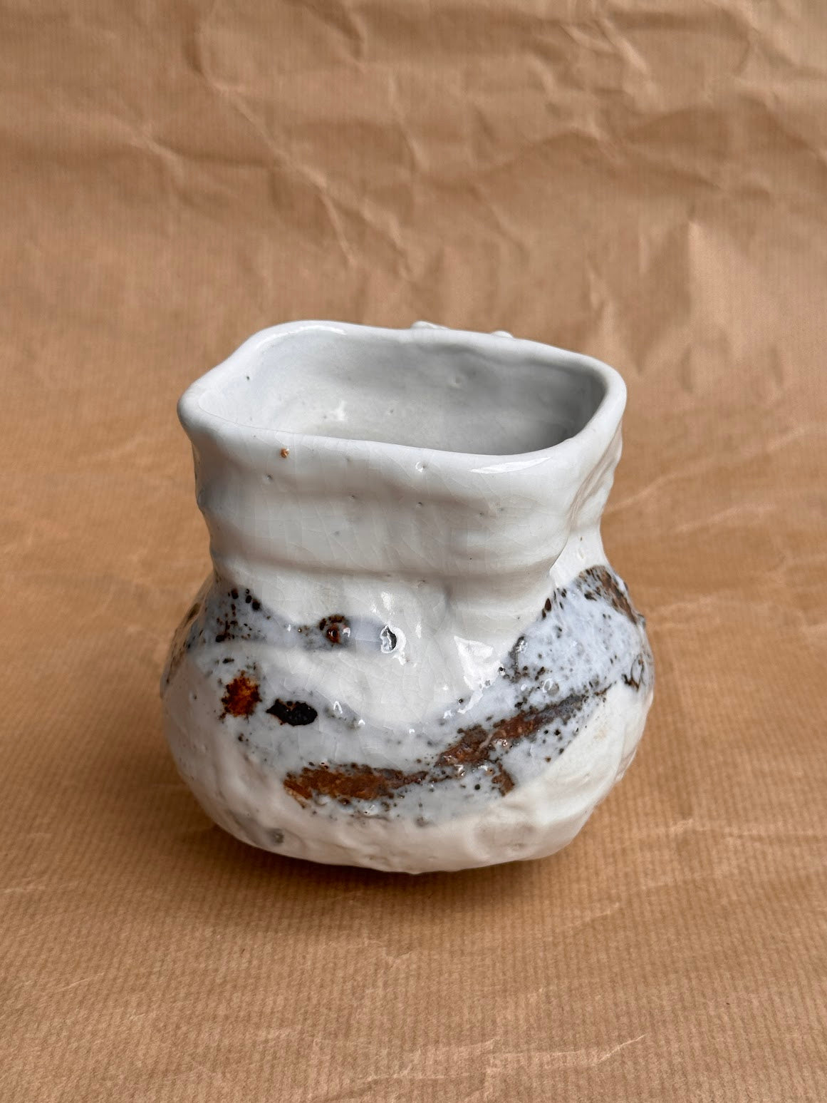 Shino glazed stoneware mug