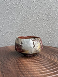 Kurinuki carved stoneware tea bowl, woodfired in Bali