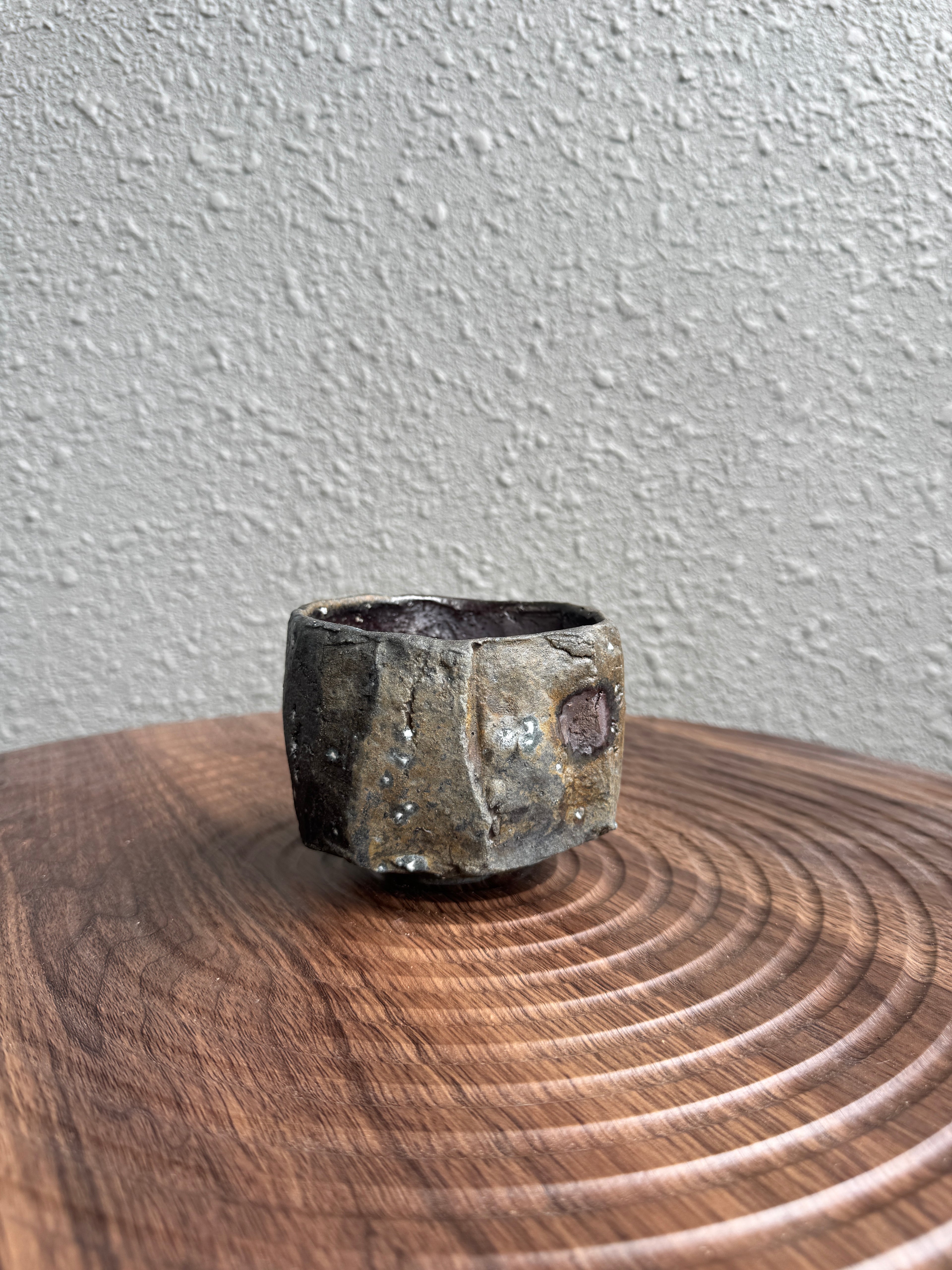 Detail of flame markings on a kurinuki tea bowl, woodfired in Bali