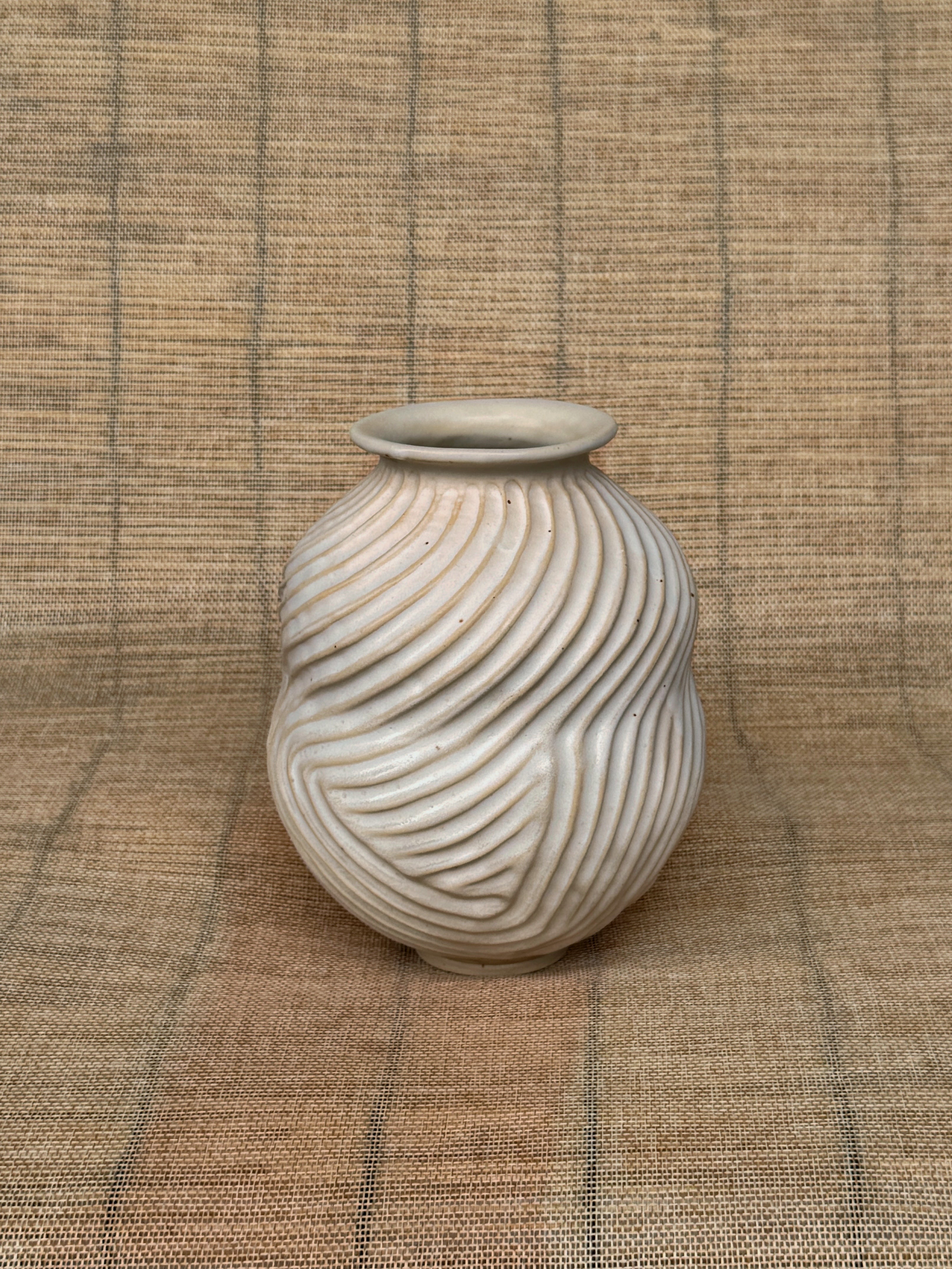 Honeycomb stoneware vase viewed from above