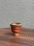 Woodfired yunomi cup with ash cap and iron-red glaze, Bali