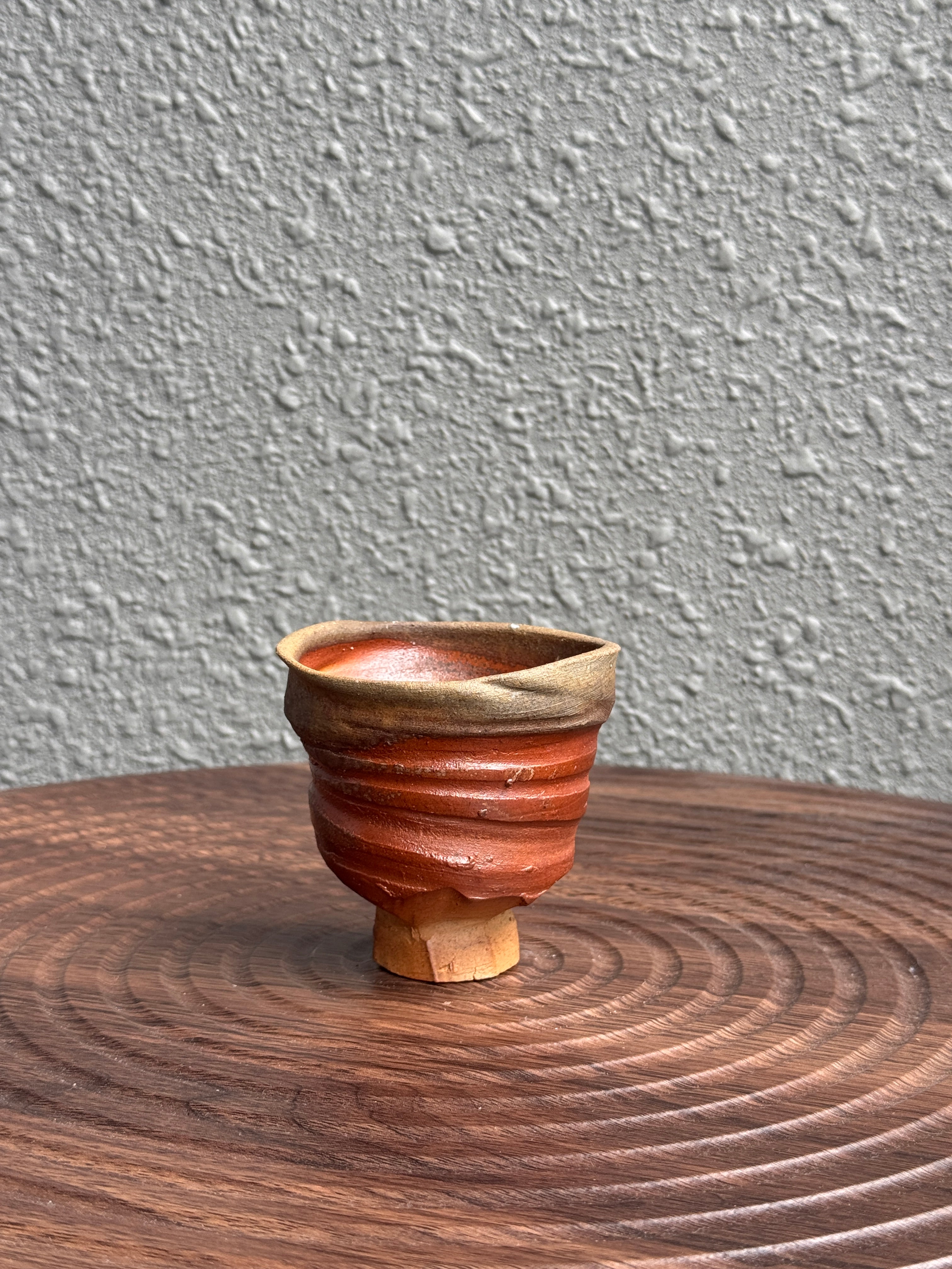 Woodfired yunomi cup with ash cap and iron-red glaze, Bali