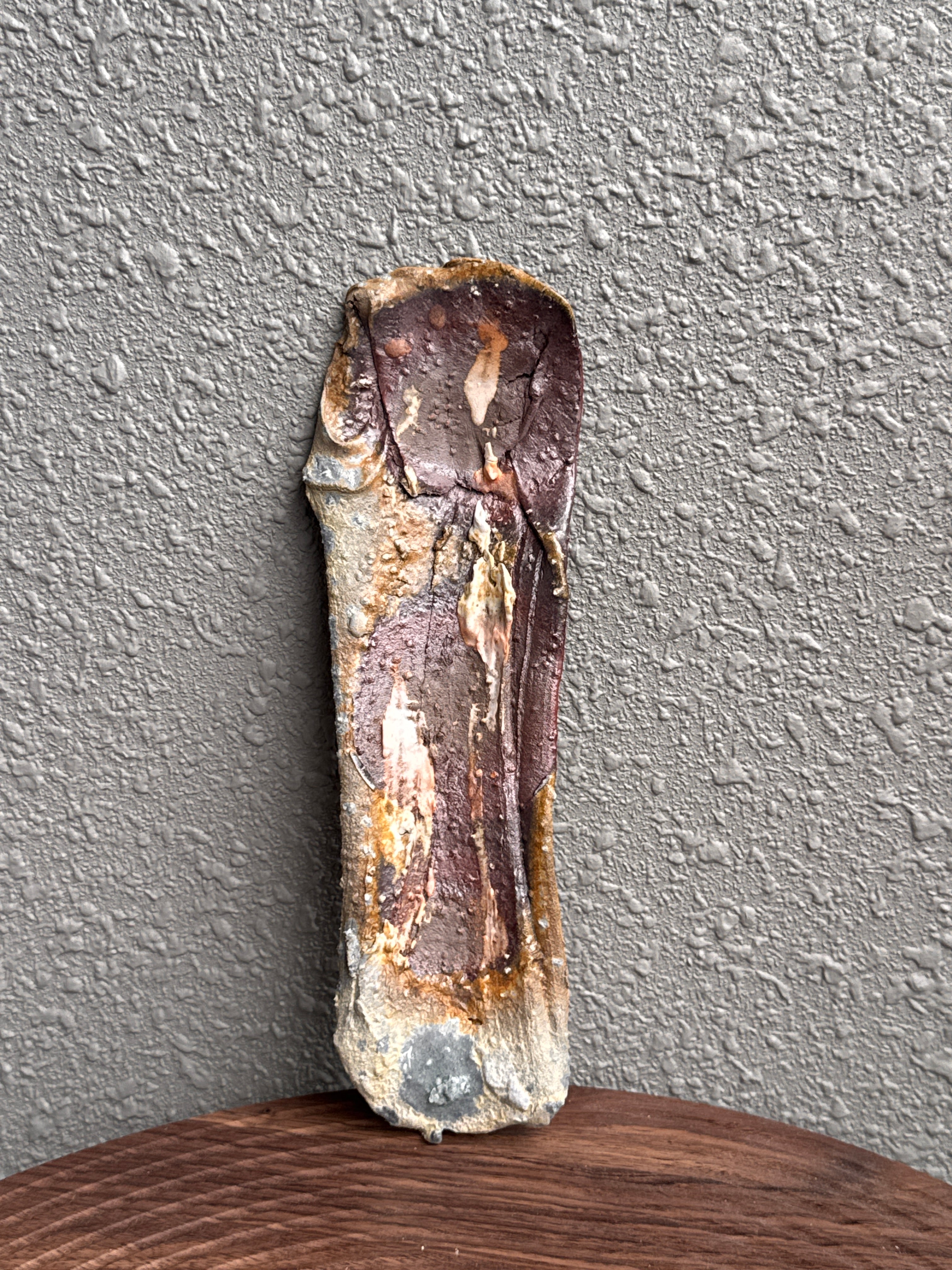 Decorative woodfired stoneware form with porcelain slip marks, Ubud Forest