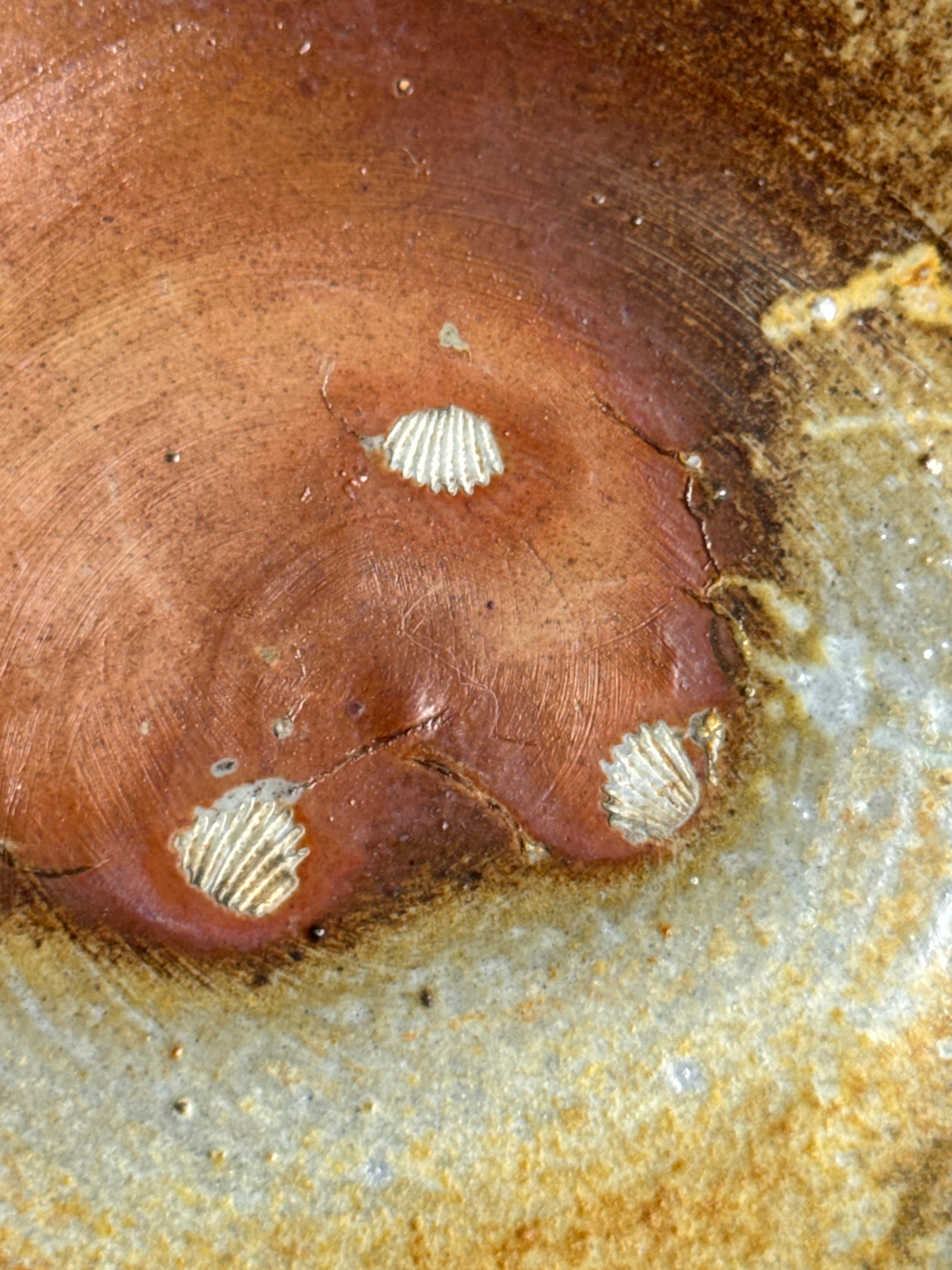 Woodfired triangular stoneware plate viewed from the side, Ubud Forest