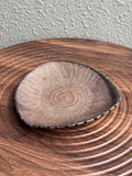 Small triangular woodfired stoneware dish with ash deposits, Ubud Forest