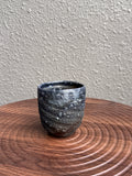 Wide-rimmed woodfired yunomi cup with scored ridge texture, Ubud Forest