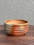 Small woodfired yunomi bowl with unsmoothed throwing rings, Ubud Forest