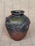 Woodfired stoneware dragon pot with pressed clay texture, Tokoname, Japan