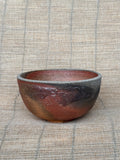 Stoneware bowl with multicolored ash surface, woodfired in Tokoname, Japan